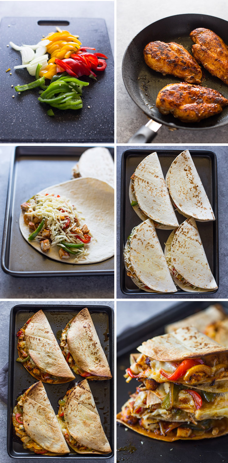 Crispy Baked Chicken Fajita Quesadillas