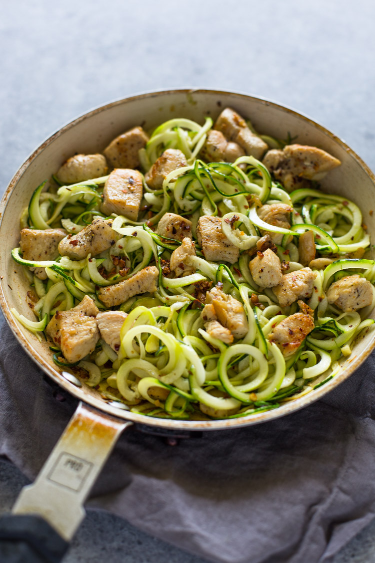 4 ingredient Garlic Chicken Zoodles