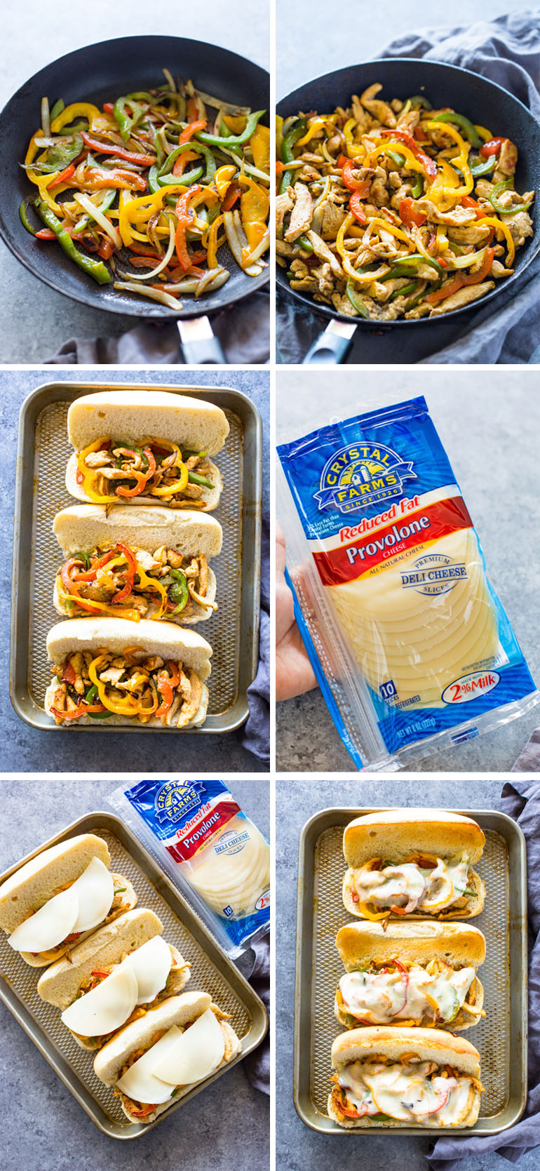 Cheesy Chicken Cheesesteak Sandwiches