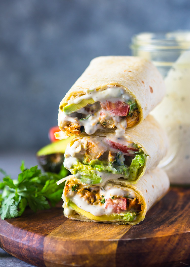 Avocado Ranch Chicken Burrito Wraps