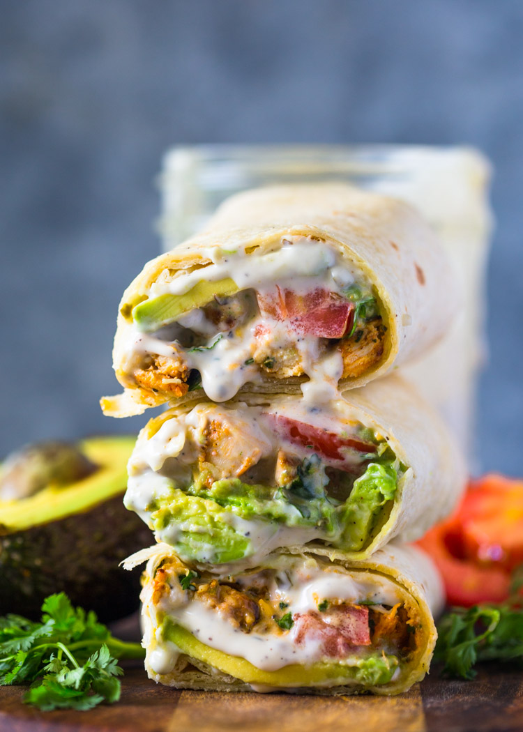 Avocado Ranch Chicken Burrito Wraps
