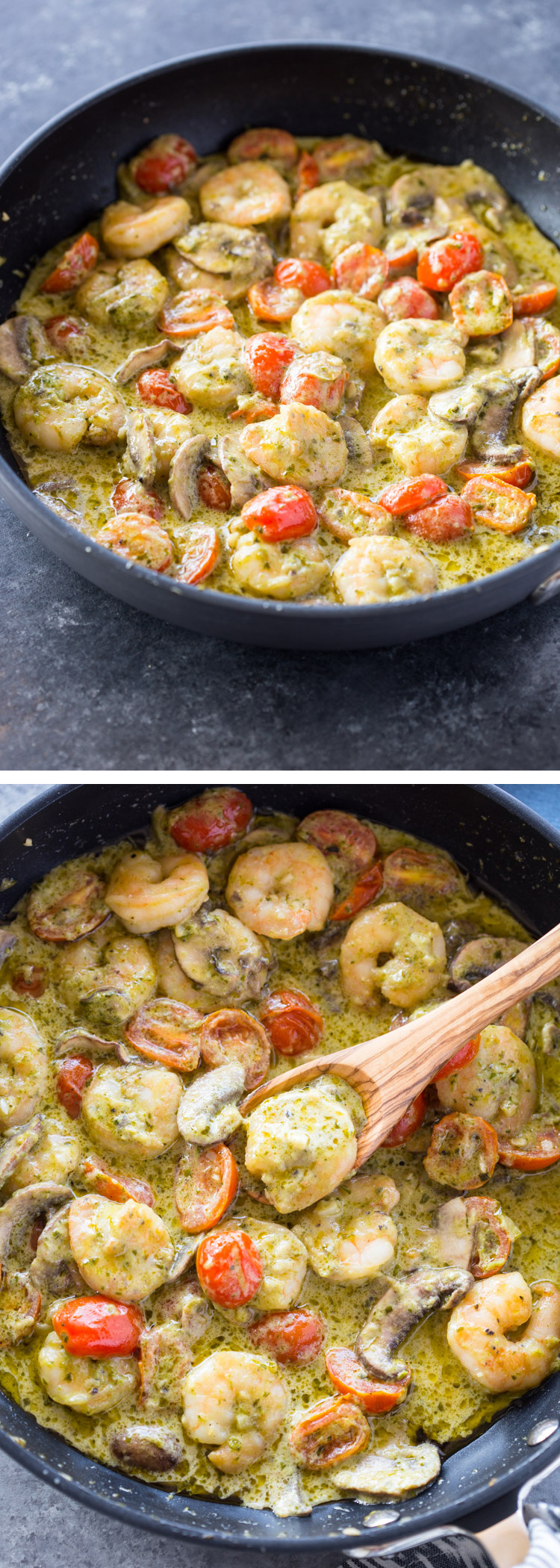 Creamy Garlic Pesto Shrimp (15 Minute meal!)