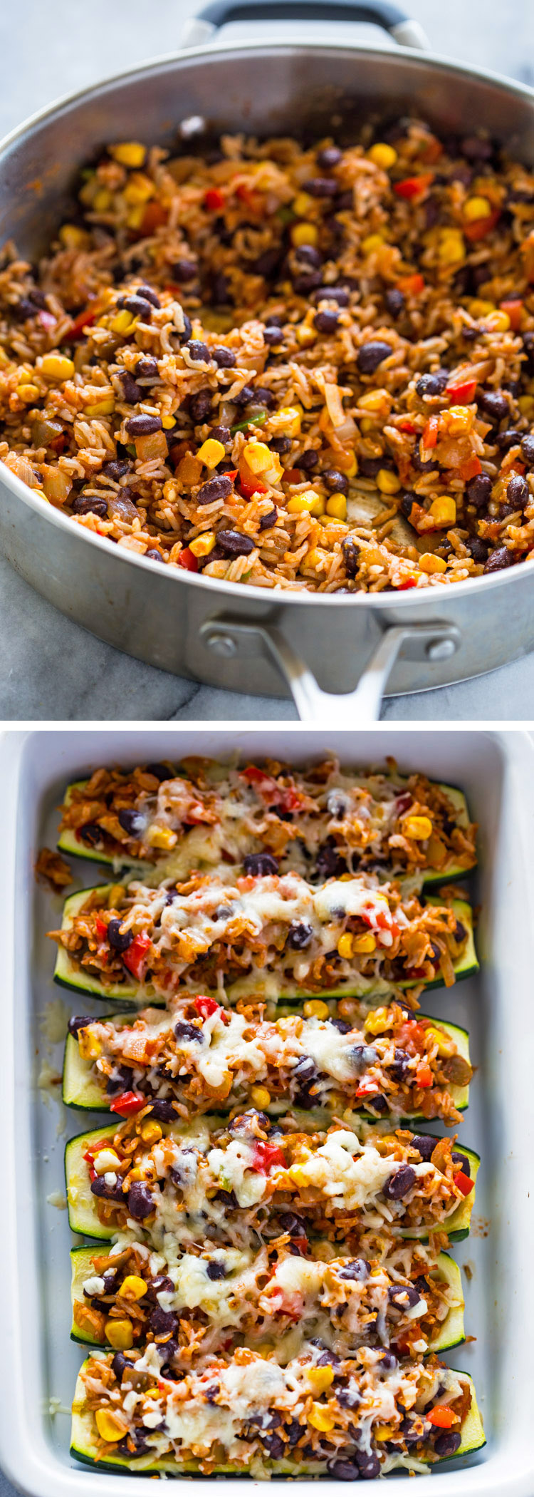 Meatless Zucchini Burrito Boats