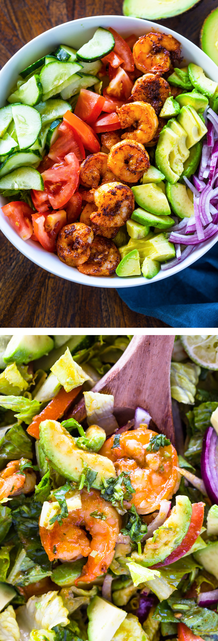 Skinny Shrimp & Avocado Salad with Cilantro Lime Dressing
