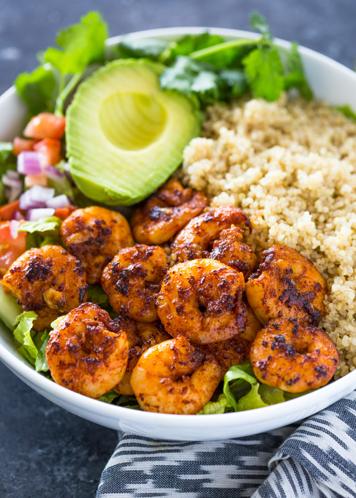 Shrimp Avocado Quinoa Bowls