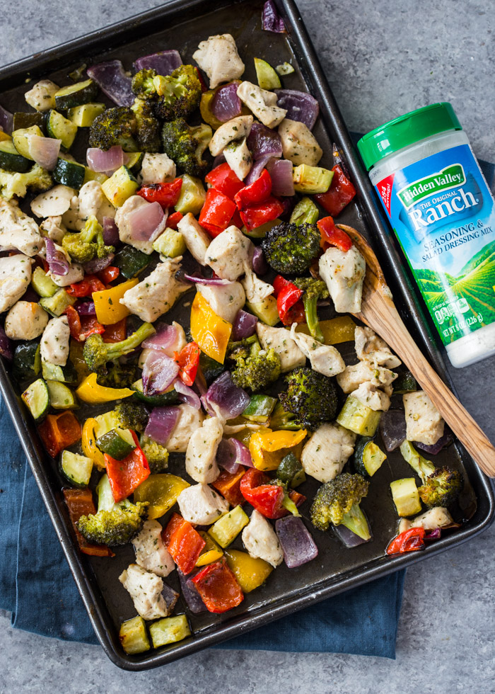 15 Minute Sheet Pan Ranch Chicken and Veggies