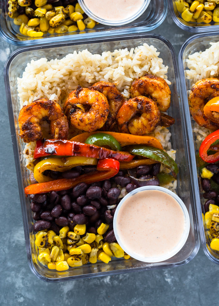 Meal-Prep Shrimp Burrito Bowls