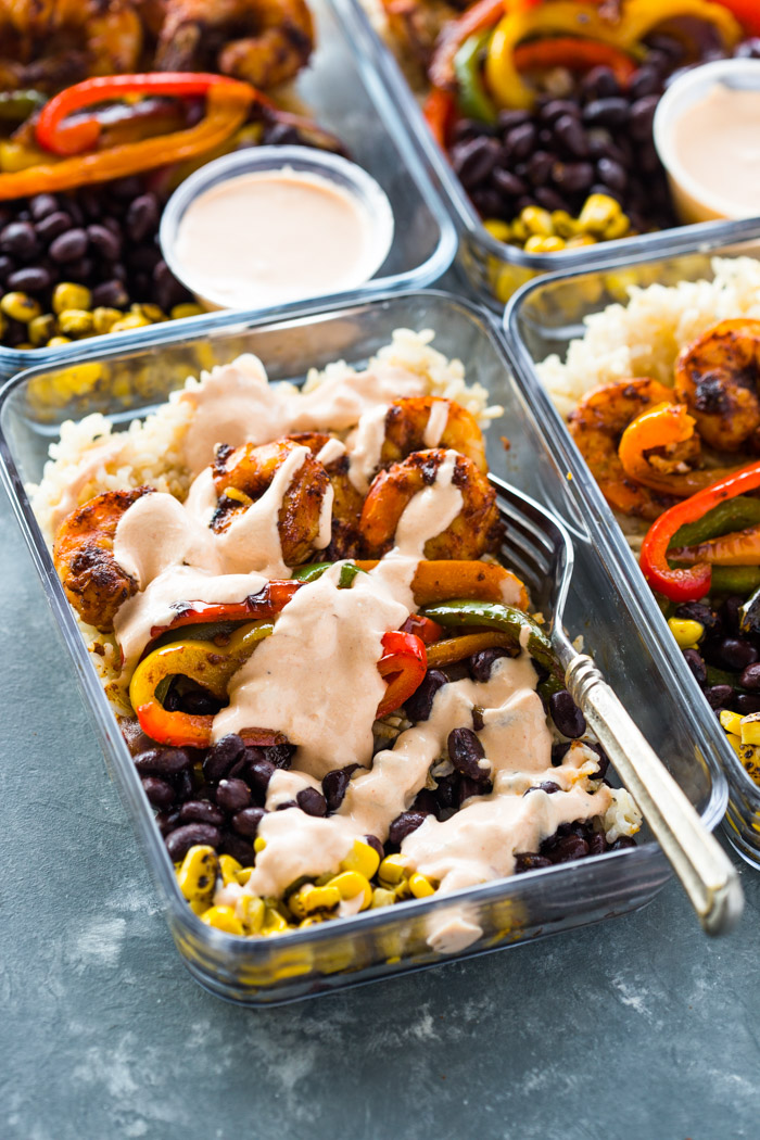 Meal-Prep Shrimp Burrito Bowls