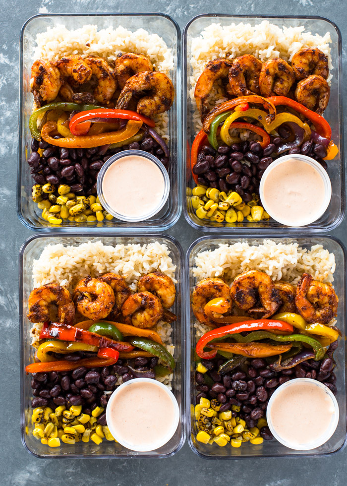 Meal-Prep Shrimp Burrito Bowls