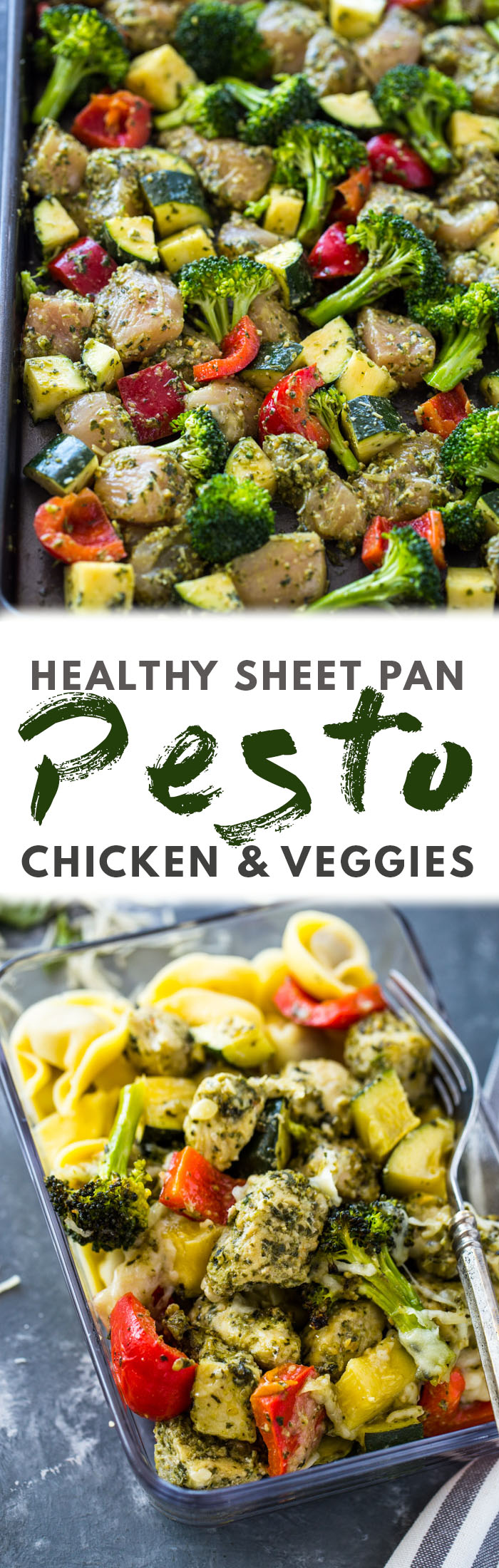 Healthy Pesto Chicken and Veggies (20 Minute Sheet Pan)