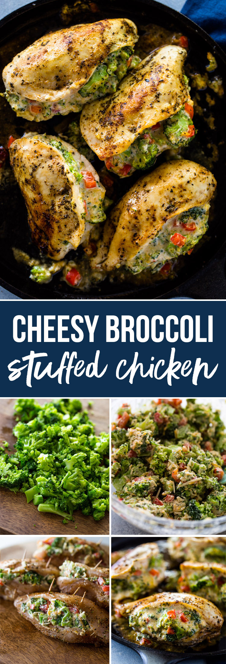 Tender Chicken breasts stuffed with broccoli, parmesan, cheddar, and cream cheese. This quick flavor-packed meal is bursting with flavor and texture and makes a delicious low-carb dinner.