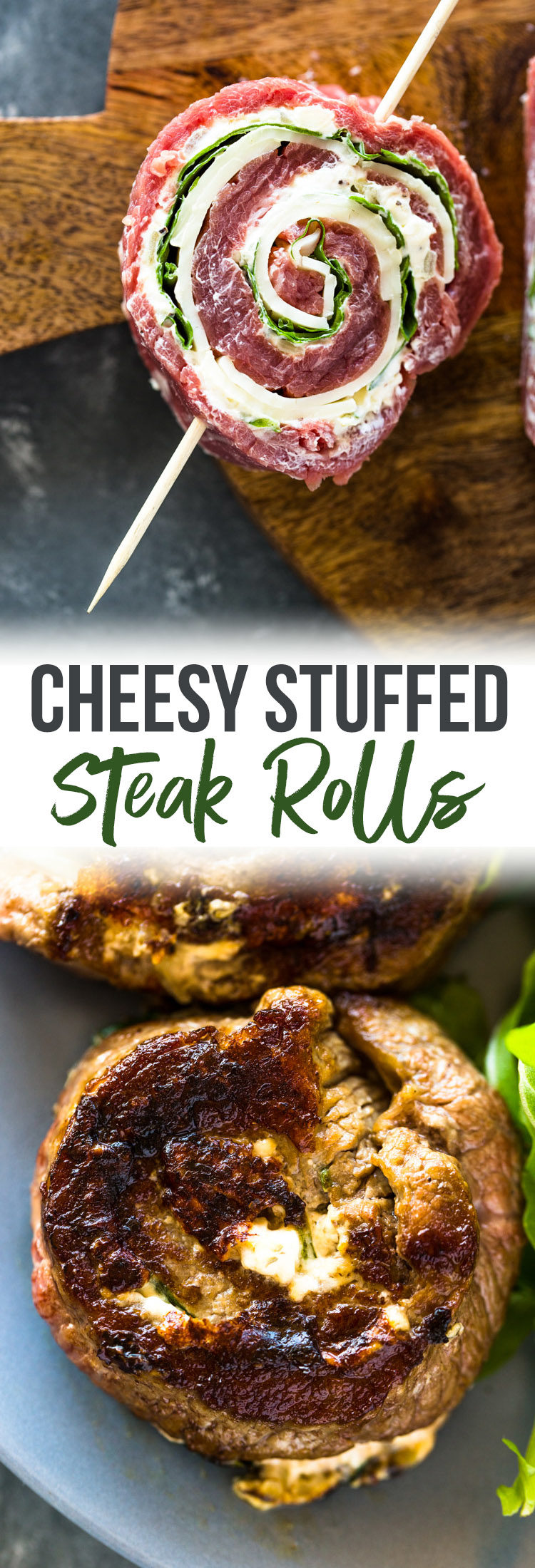 Spinach Cheese Stuffed Flank Steak Rolls