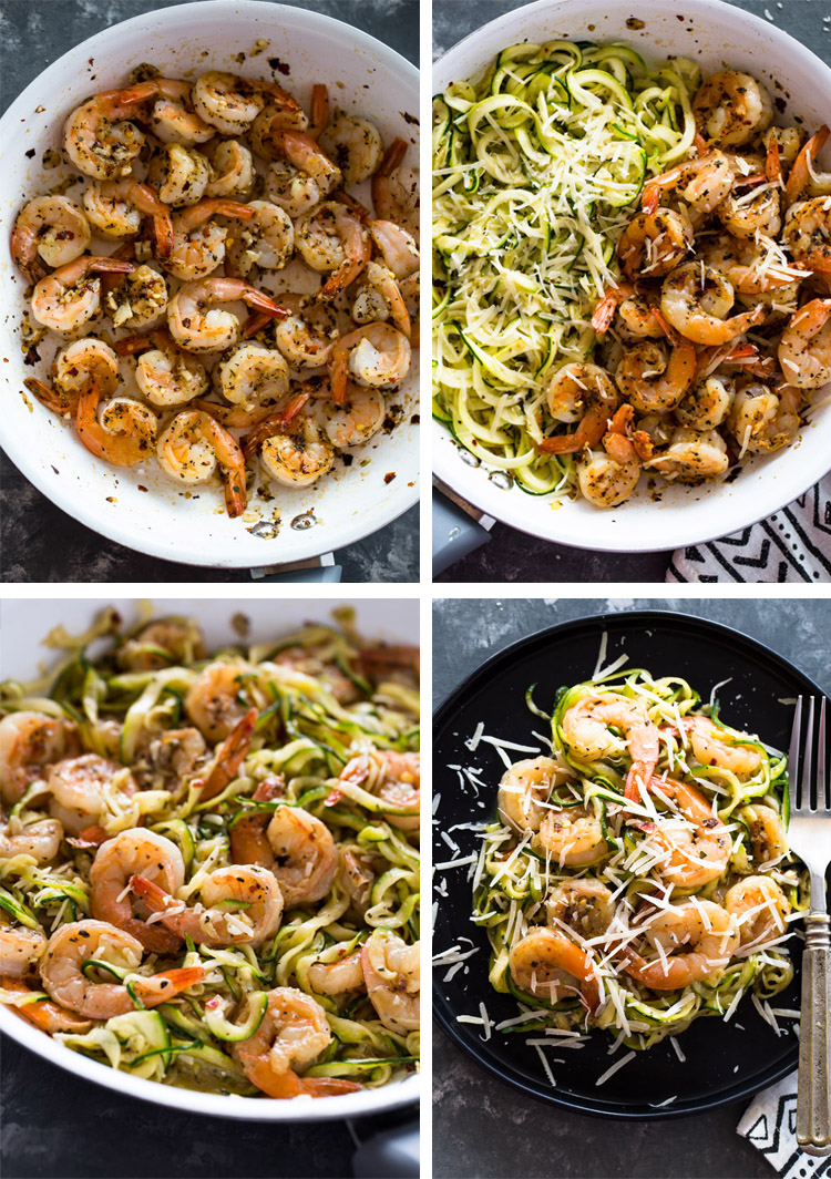 15 minute Garlic Shrimp Zucchini Pasta (One Pan)