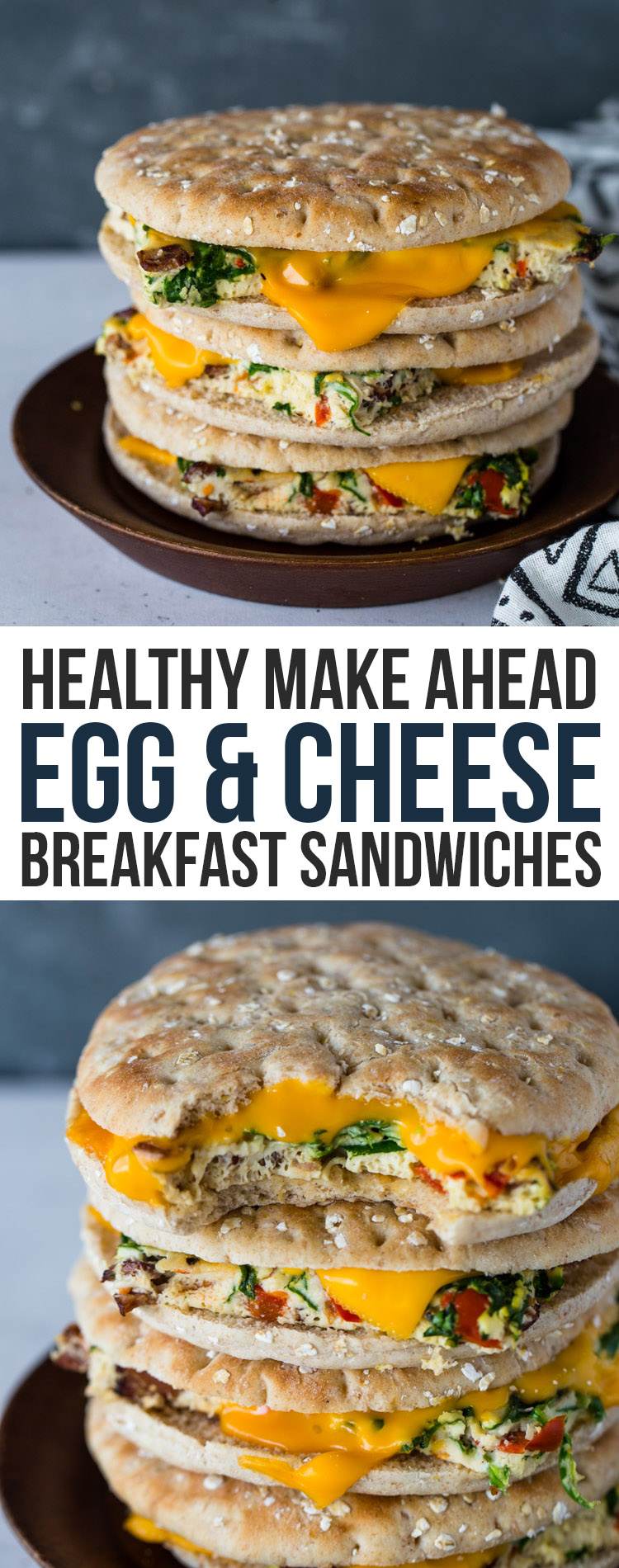 Healthy Make Ahead Egg & Cheese Breakfast Sandwiches (with Keto Option)