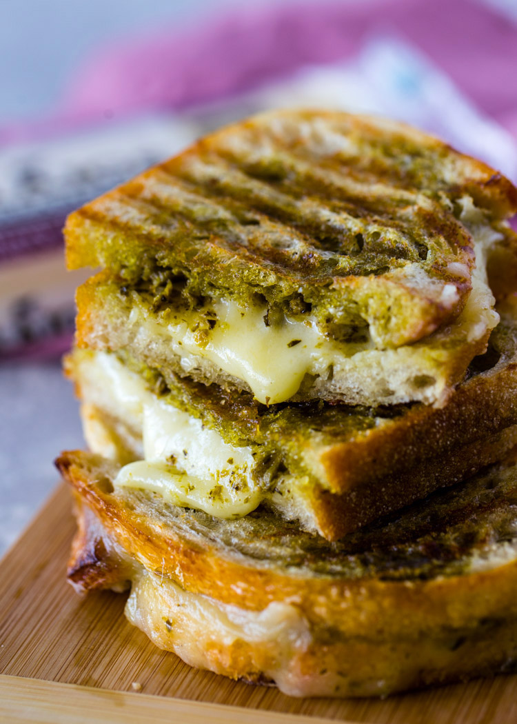Cheddar Pesto Panini Melts