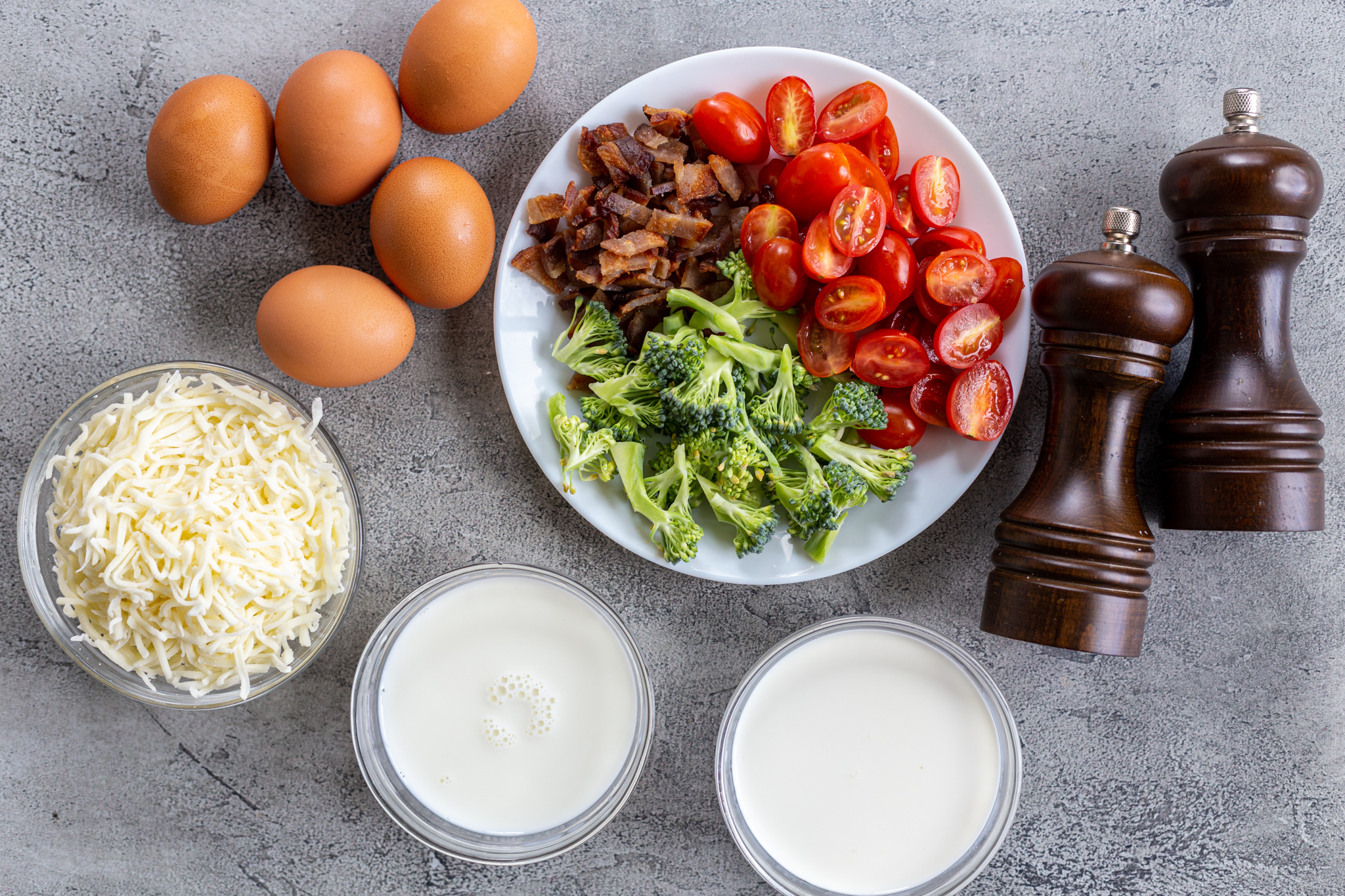 Ingredients for the crustless quiche