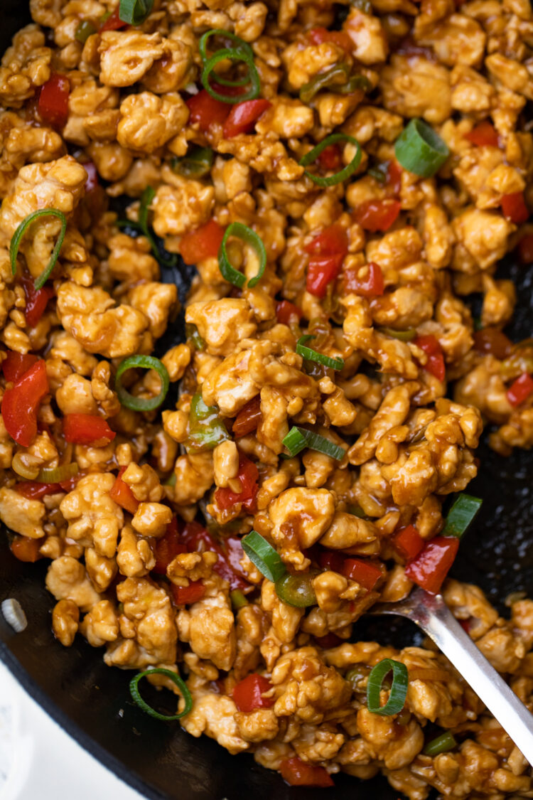 cooking the chicken mixture in the pan